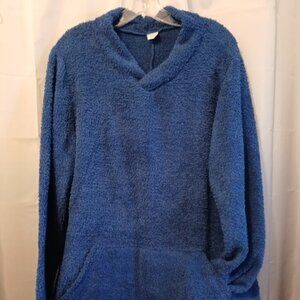 Nwt Fluffy Chenille knit V-neck Sweater XXL Vibrant dark blue Kangaroo pocket